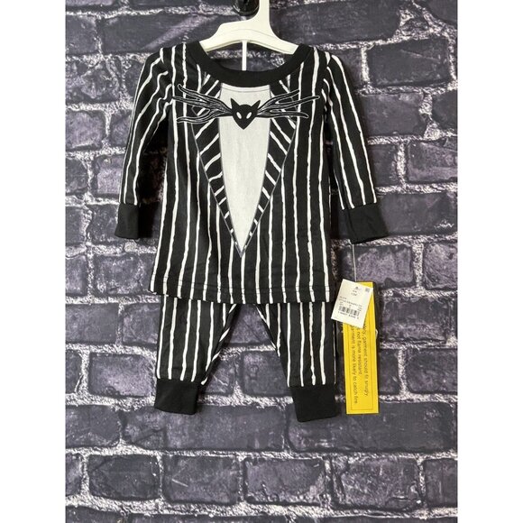 Nightmare Before Christmas 12 Month Jack pajama set Black White Stripe - Picture 1 of 13